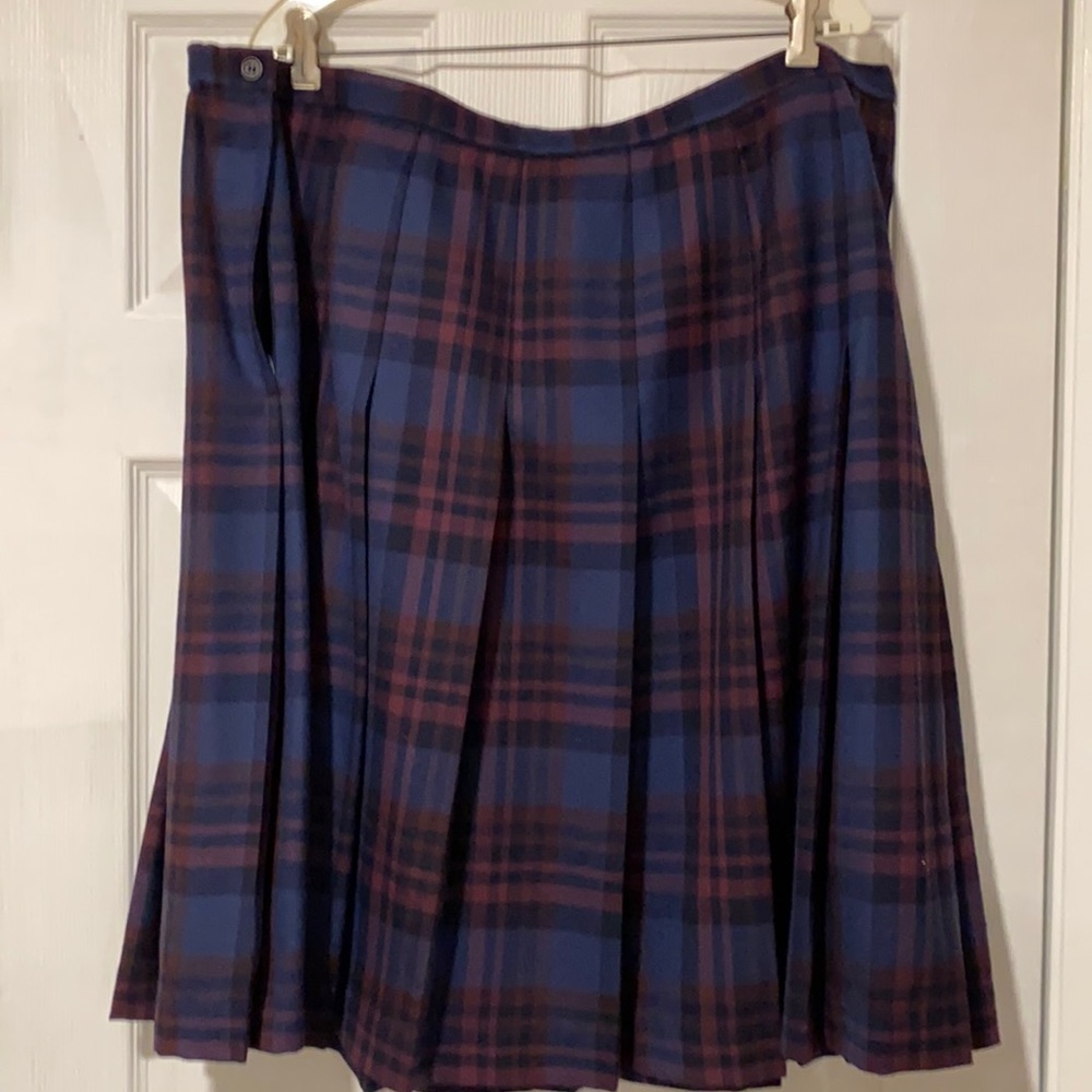 Vintage Pendleton Blue & Purple Plaid Tartan Skirt